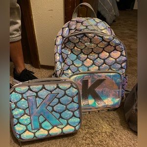 Child’s back pack sequins with a letter K